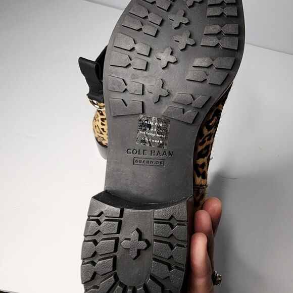 NEW Cole Haan Calf Hair Leopard Ankle NEW Women's Size 5 Booties water resistant - Picture 5 of 8